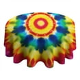 thumbnail image 4 of Colorful Rainbow Tie Dye Spiral Pattern Round Tablecloth 60"x60",Wrinkle Wipeable Table Cloth for Kitchen Dining Room Picnic Patio Party, 4 of 6