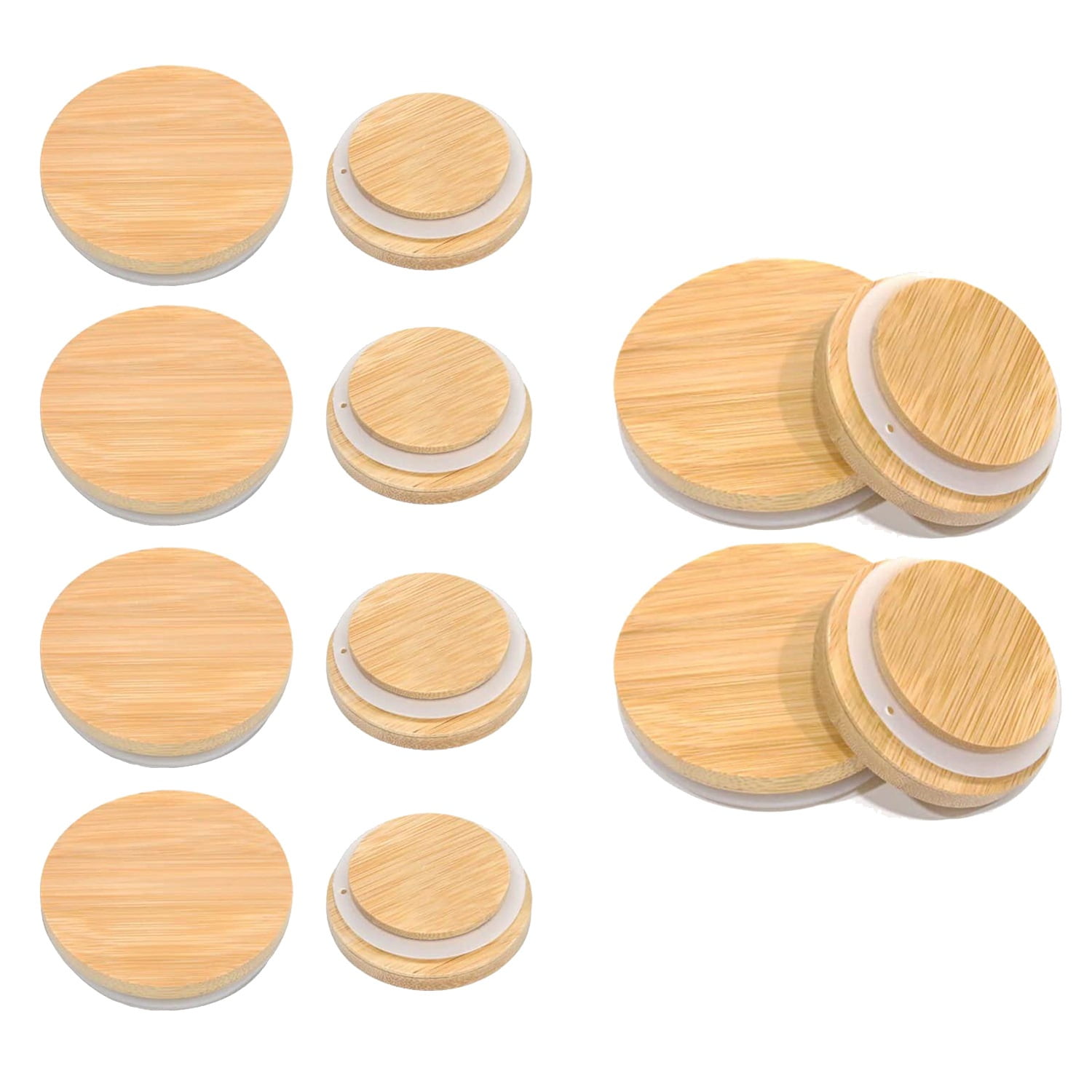 Bamboo Mason Jar Lids 6 Regular Mouth & 6 Wide Mouth Bamboo Lids for Mason Jars Storage