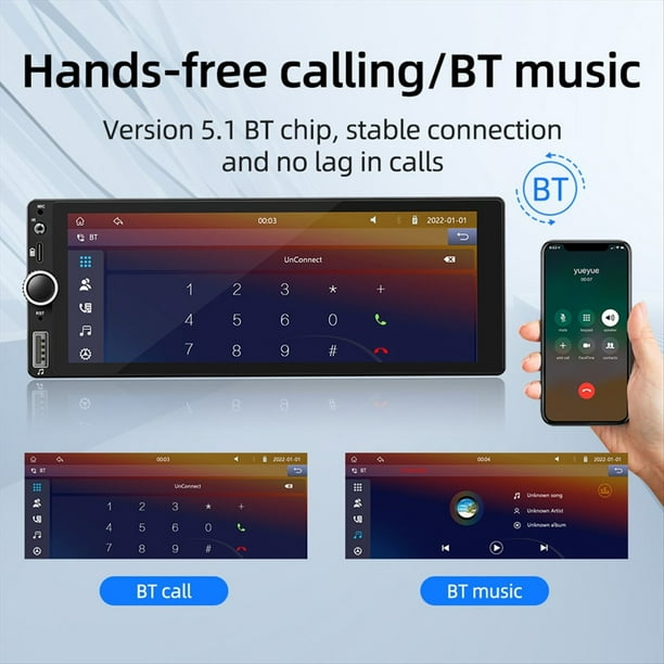 1 Din 6,86 Pulgadas Radio de Coche Inalámbrico CarPlay Android Auto Reproductor Multimedia Universal Reproductor MP5 Mirror Link Pantalla IPS A