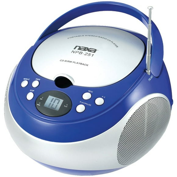 Lecteur CD Portable Naxa(R) NPB251BL avec Radio AM/FM (Bleu)