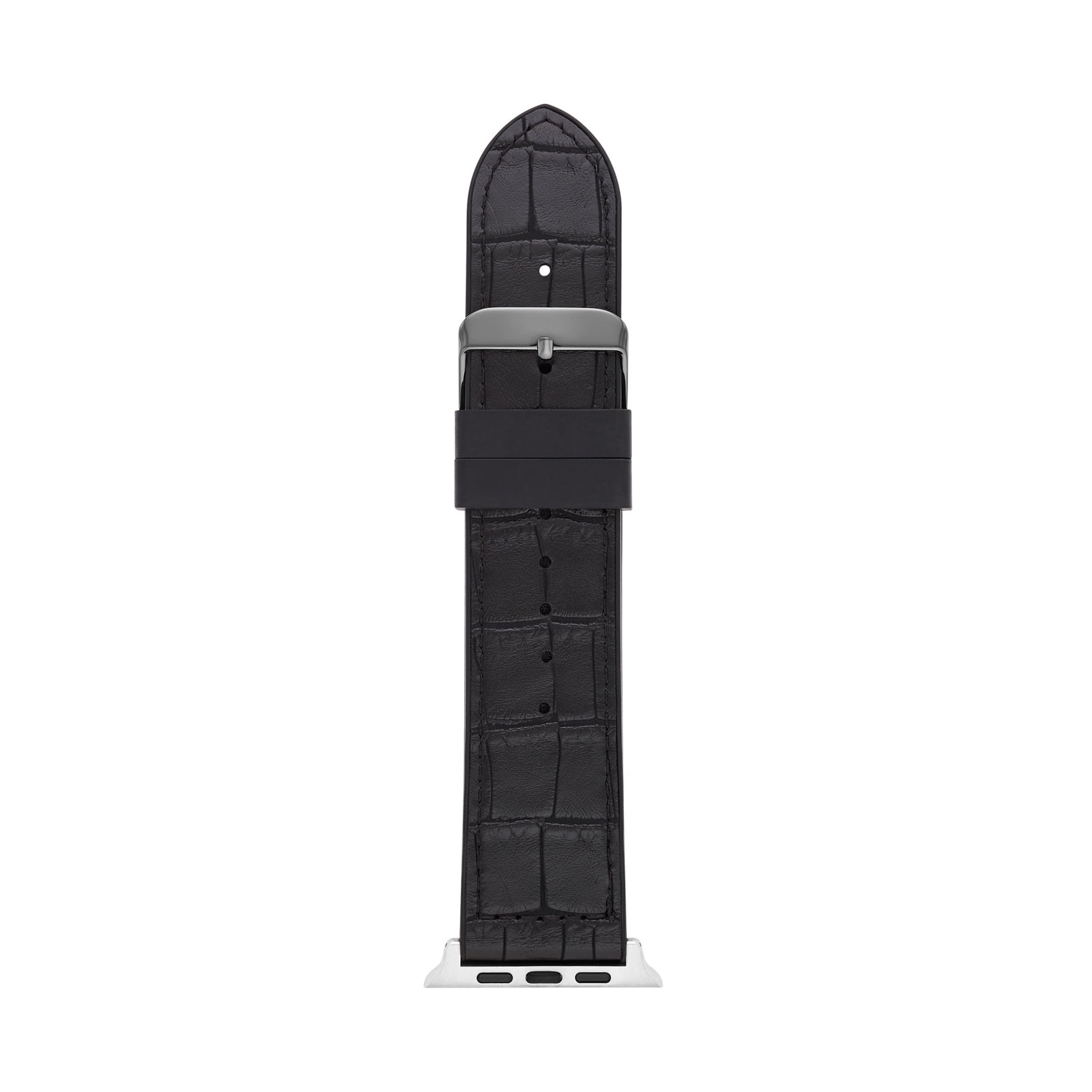 Interchangeable Black Croco Patterned Vegan Leather and Silicone Watch Band (FMDBA038) 42/44mm