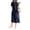Navy Blue, variant on Women's Midi Dress Round Neck Casual with Pockets Full Size Plus Size Polyester 98% Elastane 2% Everyday wear