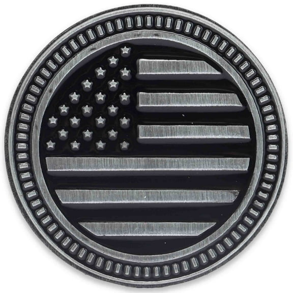 American Flag Round Adhesive Metal Car Emblem for Car, Truck, or Trailer