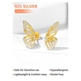 thumbnail image 4 of Silvora Gold Plated Butterfly Wing Stud Earring for Women Sterling Silver Cubic Zirconia Trendy Jewelry Gift for Daughter Mother Girlfriend, 4 of 8