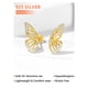 thumbnail image 2 of Pendientes de mariposa S925 plata esterlina Silvora dorados con tachuelas izquierda y derecha, 2 of 8