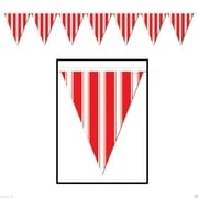 CIRCUS CARNIVAL Big Top Party Decoration RED & WHITE STRIPED Pennant FLAG BANNER