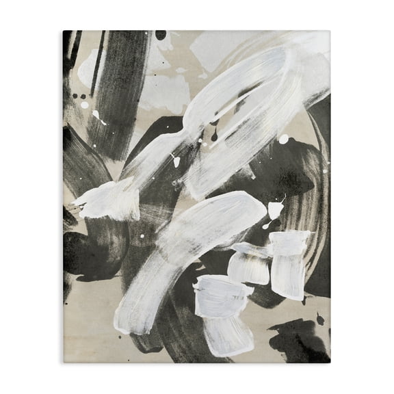 Stupell Industries Modern White Brush Stroke Abstract Painting Wrapped Canvas Art Print Wall Art, 16 x 20
