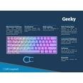 thumbnail image 2 of Geeky GK61 SE 60% | Mechanical Gaming Keyboard | 61 Keys Multi Color RGB LED Backlit for PC / Mac Gamer | ANSI US American Layout ( Lavender , Mechanical Red ), 2 of 7