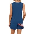 thumbnail image 5 of Iaqnaocc 2 Piece Sets for Women Independence Day American Flag Stars Striped Womens Short Sets Square Neck Sleeveless Tank Top and Drawstring Shorts Summer Outfits Lounge Sets for Women Blue XXXL, 5 of 5