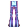 thumbnail image 6 of JanJean Men's Shiny Metallic Fashion Dance Pants Holographic Disco Flared Pants Bell Bottom Trousers Colorful XL, 6 of 7