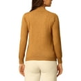 thumbnail image 3 of MODA NOVA Juniors Mock Neck Blouse Long Sleeve Basic Knitted Tops Dark Khaki L, 3 of 5