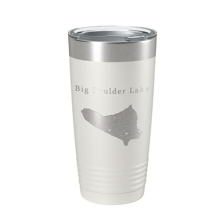 

Big Boulder Lake Map Tumbler Travel Mug Insulated Laser Engraved Coffee Cup Pennsylvania 20 oz White