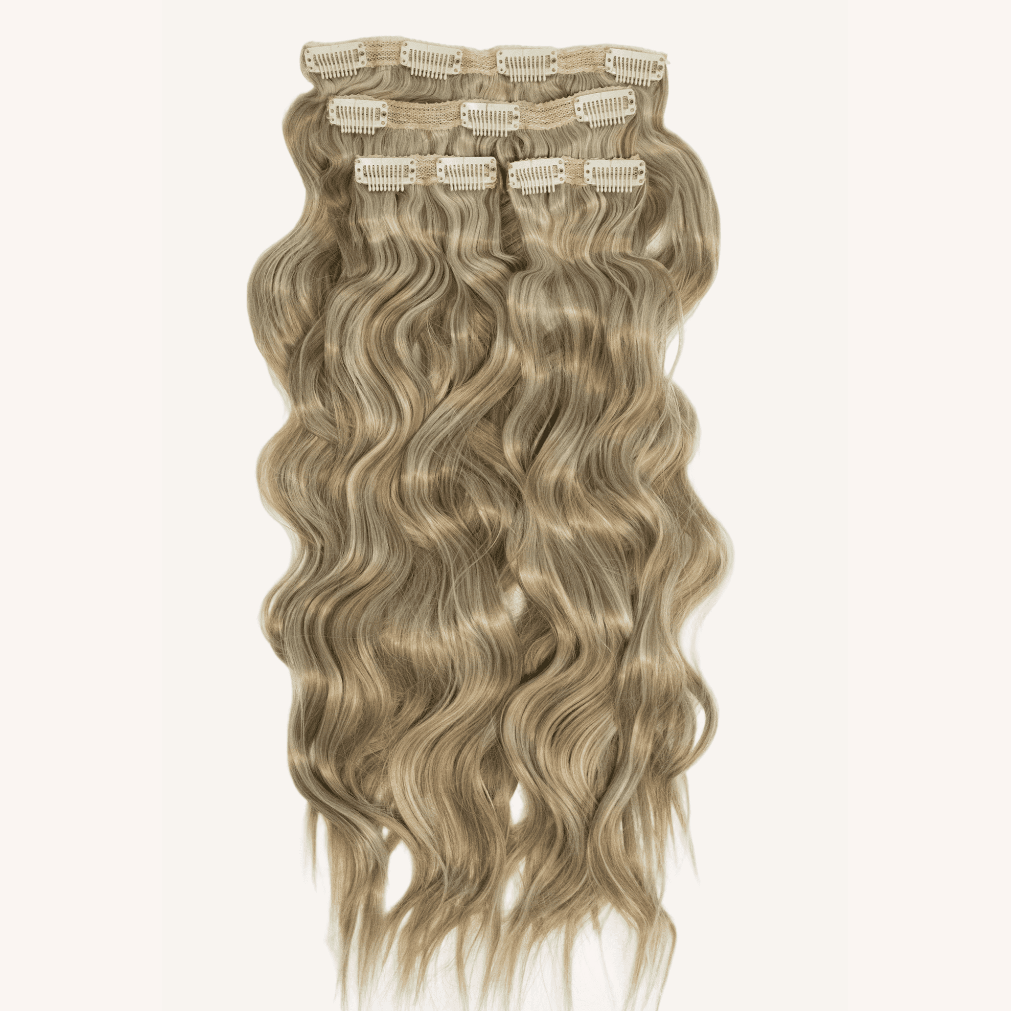 Mane Theorie Beach Wave Clip-In Hair Extensions for Women, 20 inch, golden blonde