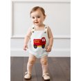 thumbnail image 3 of Miaouyo Infant Baby Girls Boys Knit Romper 0 3 6 12 18 Months Fashionable Fire Truck Embroidery Square Neck Sleeveless Jumpsuits, 3 of 9
