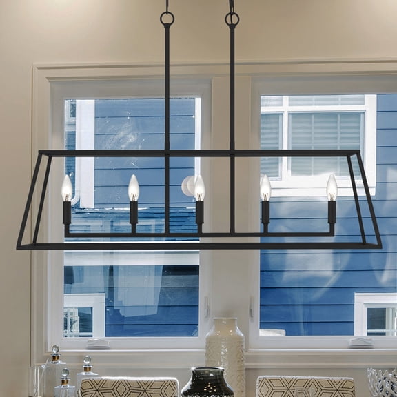 Luxury Transitional Chandelier, Matte Black, UQL4994