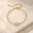 thumbnail image 5 of VNOX Gold Stainless Steel Clover Flower Tennis Bracelet for Women, Sparkling Crystal Gift Jewelry, 5 of 7