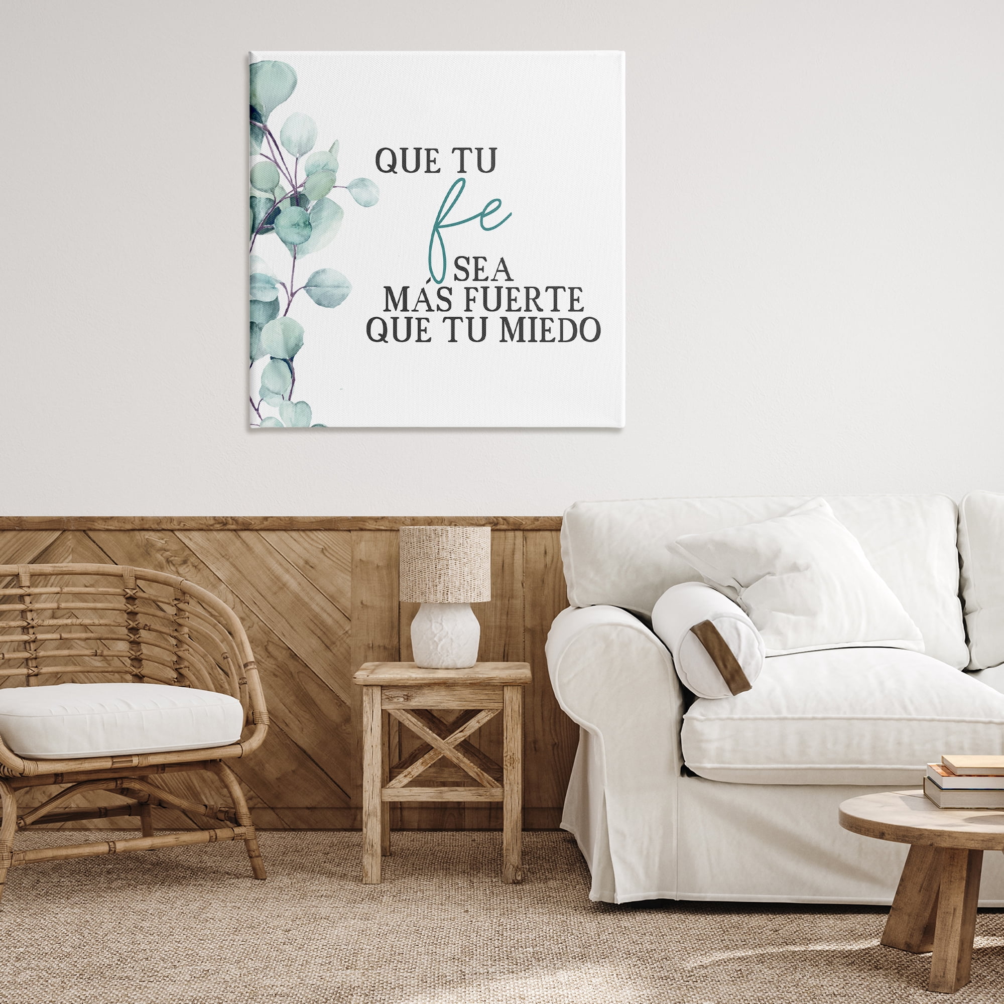Stupell Industries Que Tu Fe Sea Más Fuerte Religious Quotes and Sayings Painting Wrapped Canvas Art Print Wall Art, 36 x 36
