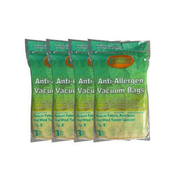 12 Compatible with Hoover HEPA Windtunnel Allergy Vacuum Type S Bags, Futura, Spectrum, Power Ma