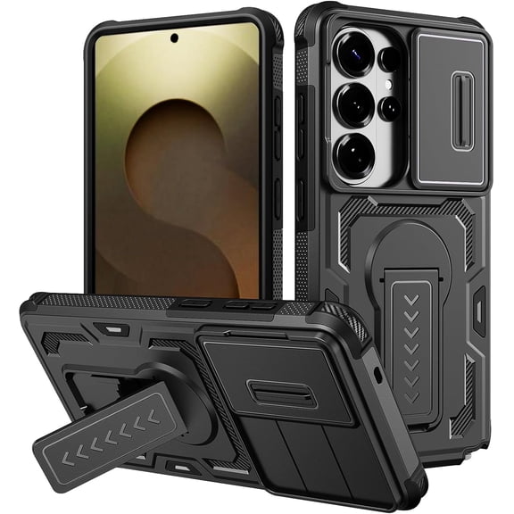MUKO for Samsung Galaxy S26 Ultra 6.9-Inch Phone Case with Slide Camera Cover, Military-Grade Heavy-Duty Shockproof Cover with Built-in Kickstand and Lanyard, Black
