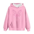 thumbnail image 4 of Thetops Big Girls 13-14T Pink Breast Cancer Awareness Hoodie - Glitter Butterfly Pink Ribbon, Stretchy Fabric, Great for Everyday & Charity Walks, 4 of 5