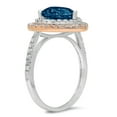 thumbnail image 2 of 2.48 ct Pear Cut Natural London Blue Topaz with Simulated Diamond Halo Accents 18K White/Rose Gold Womens Engagement Ring, 2 of 6