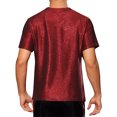 thumbnail image 3 of Glitter T Shirt for Men's Short Sleeve Metallic Party Tees Nightout Sparkly T-Shirts XL Red, 3 of 5