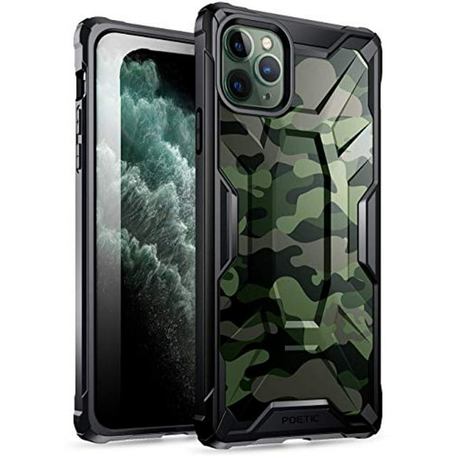 Poetic Premium Hybride Protection Claire Pare-Chocs Couverture, Robuste Léger, de Qualité Militaire Chute Testé, Série d'Affinité, pour Apple iPhone 11 Pro Max 6,5 Pouces, Camo