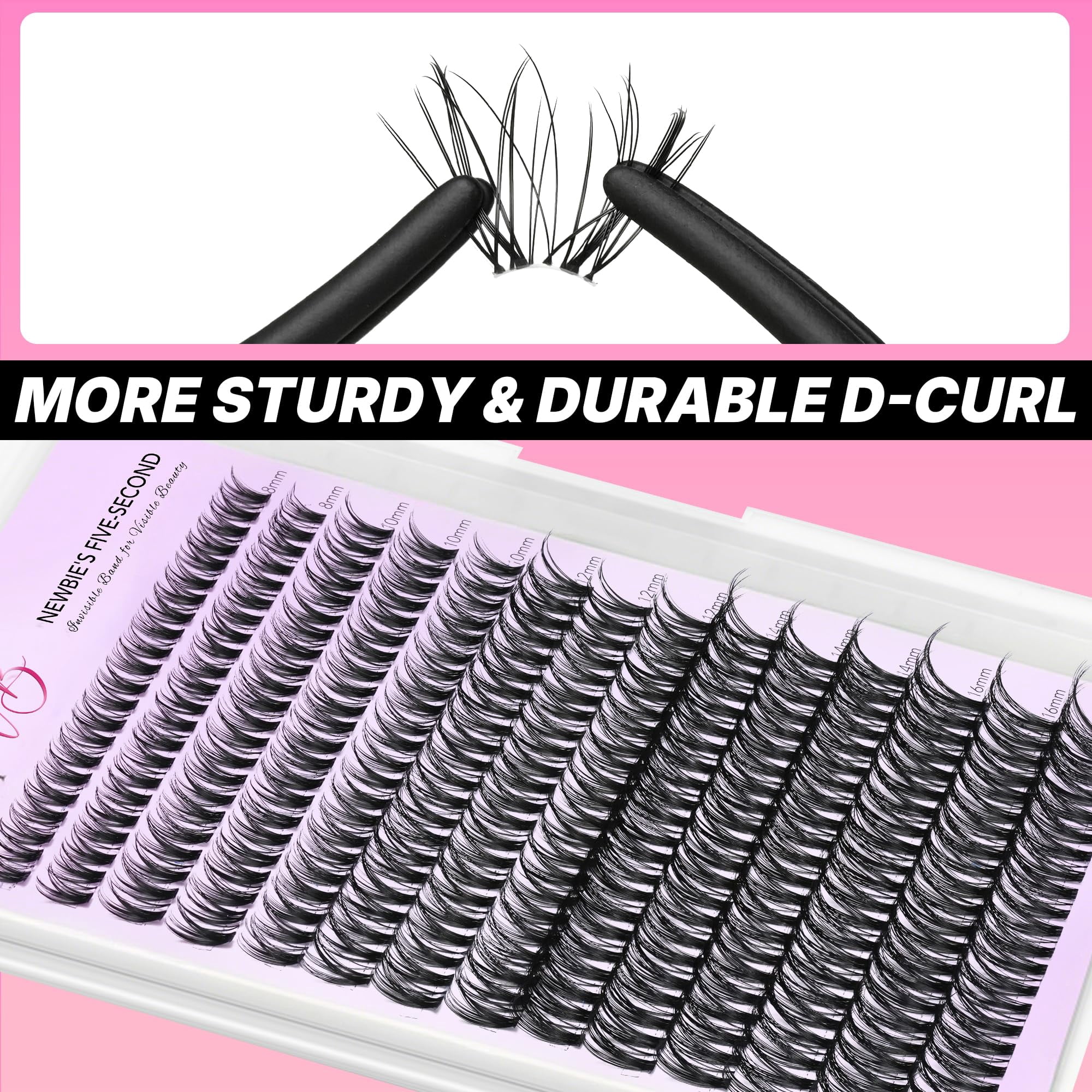 VEYESBEAUTY Ribbon Lash Clusters 154pcs, Fluffy Feathery Lashes with Invisible Band False Eyelash Reusable up to 7 Days Lash Kit