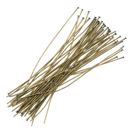 End Head Pin 24 Gauge - Antiqued Brass Head Pins 2 Inches 24 Gauge (X50)