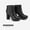 BLACK/PU, variant on Dream Pairs Women's New Slip On Ankle Boots Chunky High Heel Side Zipper Boots STOMP WHITE/PU Size 7.5