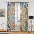 thumbnail image 2 of Octopus Coastal Kitchen Curtains Window Panels, Summer Nautical Starfish Coral Brown Anchor Insulated Window Treatment Curtain, Grommet Curtains for Bedroom/Living Room/Bathroom, 2 Piece 42"Wx84"L, 2 of 8