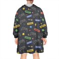 thumbnail image 2 of Wearable Oversized Blanket,Black Controllers Games Icons Black Pattern Wearable Blanket Hoodie for Adults,Cozy Hooded Blankets with Super Pockets,Super Warm Fuzzy Pullover for Women & Men, 2 of 6