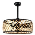 thumbnail image 3 of Warehouse of Tiffany Annas 25 Inch Matte Black and Gold cage Finish Ceiling Lighted Fandelire with Remote, 3 of 5