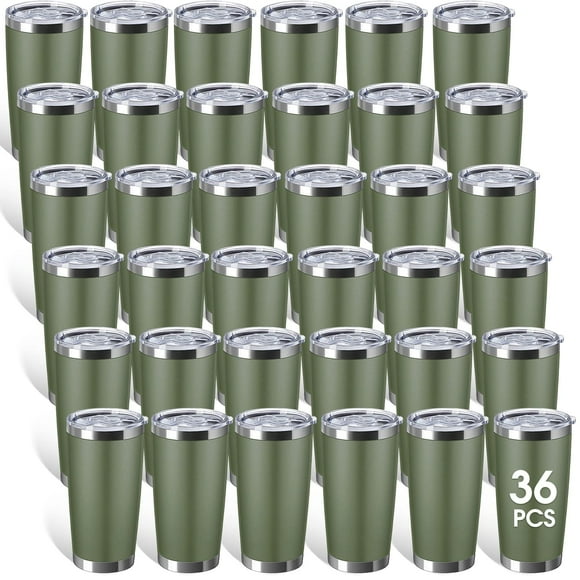 Vaso Sieral de acero inoxidable, paquete de 36 unidades, 600 ml, color verde militar