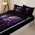 thumbnail image 3 of Homewish Vintage Hipple Skull Zipper Twin Comforter Sets with Fitted Sheet and 2 Pillowcases,Happy Halloween Zipper Bedding Set,Purple Rose Bed Set,Black Reversible,4pcs, 3 of 8