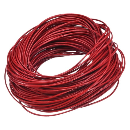 20 Yards 1mm Round Leather Cord Lacing Strings for DIY Crafts Dark Red