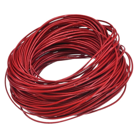 20 Yards 1mm Round Leather Cord Lacing Strings for DIY Crafts Dark Red