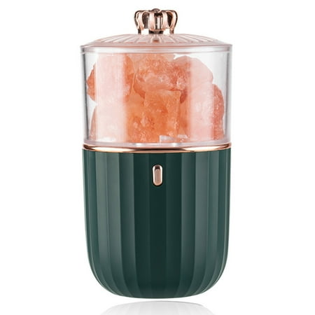 

Aroma Oil Diffuser Night Light Natural Crystal Stone Colorful LED Lamp Green