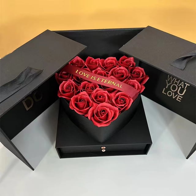 QTOCIO Sorcery Cubed High-end Flower Gift Box Day Flowers Birthday Surprise Gift Box Double Door Drawer Gift Box