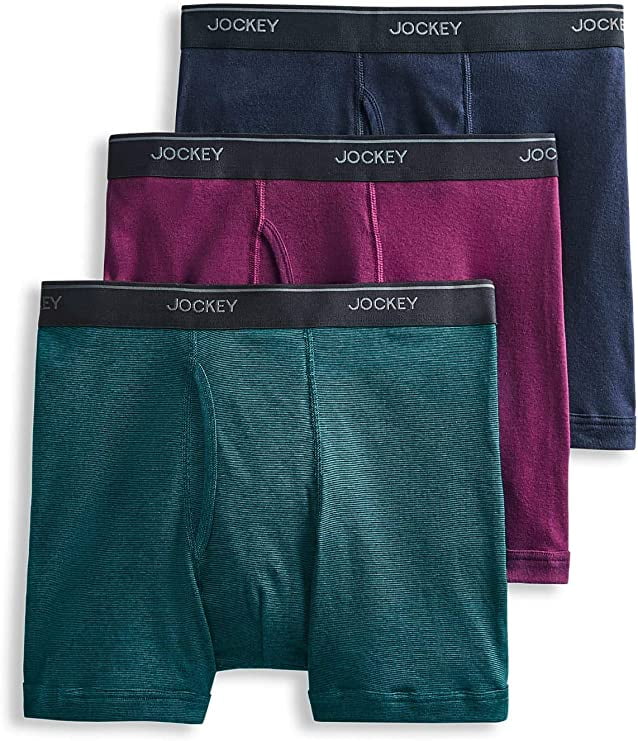 Jockey Men's Underwear Staycool Boxer Brief 3 Pack, Plum Wine/Black
