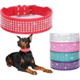 thumbnail image 1 of 1Pack Rhinestones Dog Collars-2" Wide Crystal Diamonds Studded PU Leather 5 Rows Sparkly Crystal Studded Collar for Medium and Large Dog, 1 of 6