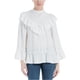 thumbnail image 1 of Blusa con volantes de celosía para mujer Max Studio London color blanco roto pequeña, 1 of 2