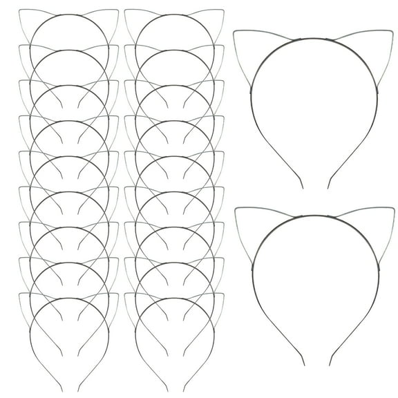 20 Pack 5MM Cat Ear Hair Bands Silver Thin Plain Blank Hard Wire Metal Headbands Skinny Men Hairbands Hair Hoops Tiara Crown Frame Base Bands DIY Craft Party Costume Accessories for Women Girls