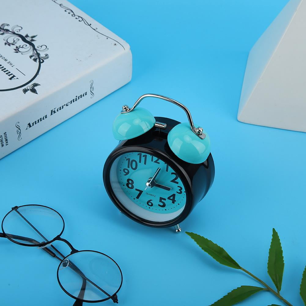 Fdit Light Blue Night Luminous Alarm Clock Double Bell Alarm Clock
