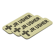 Jr Usher 1 x 3" Name Tag/Badge, Brushed Gold, Cross Design (3 Pack)