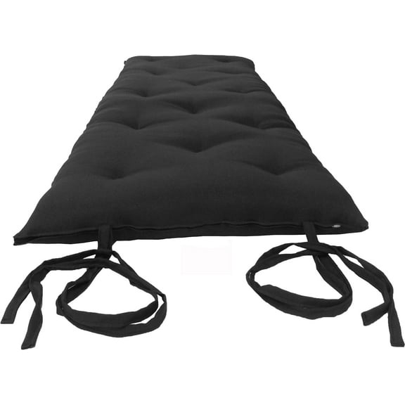 Full Size Black Traditional Japanese Floor Futon Mattresses 80 x 54 x 3, Foldable Cotton Cushion Mats, Yoga, Meditation
