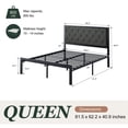 thumbnail image 4 of Amolife Queen Size Bed Frame with Upholstered Headboard and Elevated Footboard, 12.5" Under-Bed Storage Space, No Box Spring Needed, Dark Gray, 4 of 9