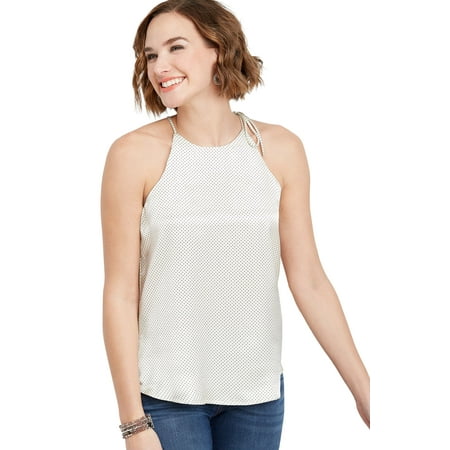 Dot Print Satin Halter Top