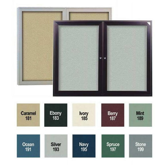 Ghent's Vinyl 36" x 48" 2 Door Enclosed Bulletin Board in Caramel