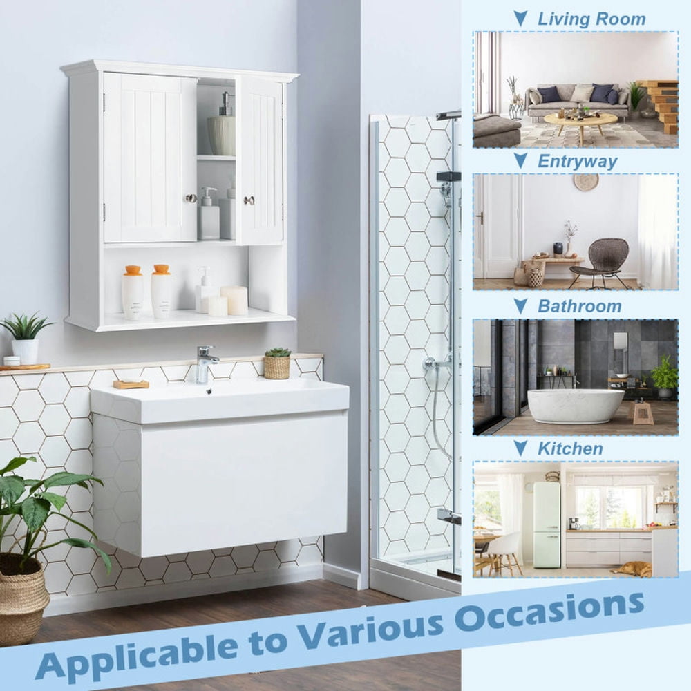 Finihen Bathroom Wall Cabinet, Wall Mounted Bathroom Cabinet, Medicine Cabinet, Wall Mount Bathroom Cabinet Storage Organizer with Doors and Shelves, for Kitchen Entryway Bathroom, White Finihen Bathroom Wall Cabinet, Wall Mounted Bathroom Cabinet, Medicine Cabinet, Wall Mount Bathroom Cabinet Storage Organizer with Doors and Shelves, for Kitchen Entryway Bathroom, White
